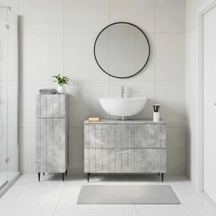 vidaXL 2-teiliges Badezimmer Schrank Set ZWOLLE Betongrau 3417678 – Bild 1