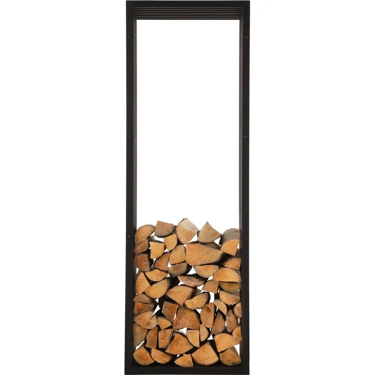 DELUKE® Kaminholzregal Metall PREMIUM - Innen und Aussen, Schwarz Brennholzregal innen Kaminholzständer Kaminholzhalter Feuerholzregal Aussen Holz stapeln Terrasse, 40x50x150cm – Bild 2