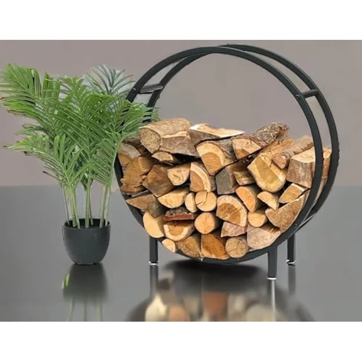 DanDiBo Kaminholzregal Innen Metall Schwarz Stehend Rund 60 cm Kaminholzständer 96468 Kaminholzhalter Brennholzregal Feuerholzregal – Bild 5