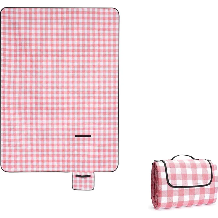 Oak & Tea Picknickdecke Wasserdicht 150x200 cm Sandfrei Isoliert Maschinenwaschbar Stranddecke Campingdecke für Strand und Outdoor （Rot Weiß，150x200 cm）