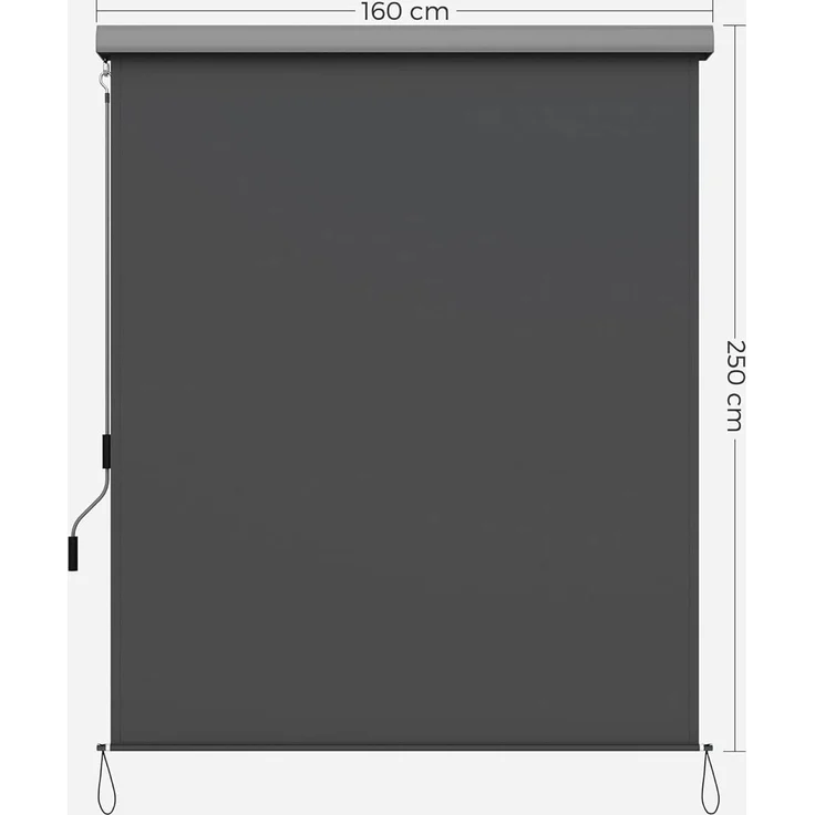 SONGMICS 1.6 x 2.5m Senkrechtmarkise für Balkon, Terrasse, mit Grauer Markisenkassette, Vertikalmarkise für außen, für Windschutz, Sonnenschutz und Sichtschutz, wasserfest, Rauchgrau GSA165GY – Bild 5