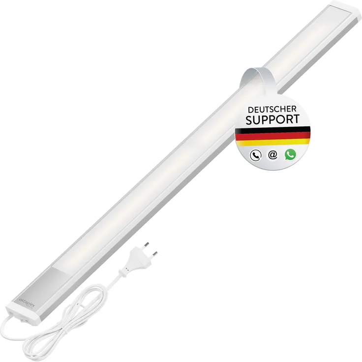 Oktaplex Riva LED Unterbauleuchte Küche flach 57,5cm warmweiß | 730lm 10,4W 230V mit Schalter Küchenlicht Unterschrankleuchte silber