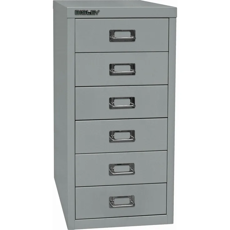 Bisley MultiDrawer™, 29er Serie, DIN A4, 6 Schubladen, Farbe silber