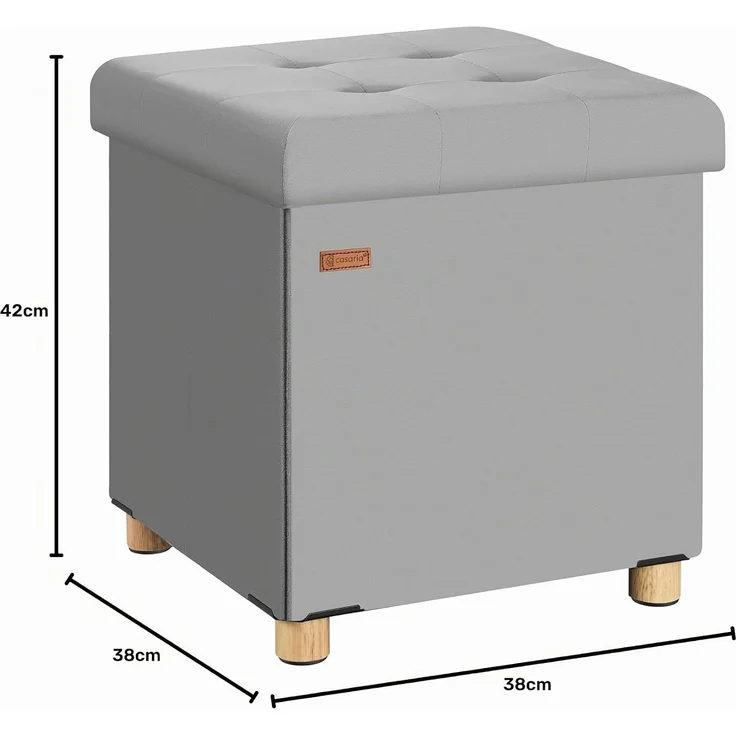 CASARIA® Sitzhocker mit Stauraum, Samt, grau – Bild 2