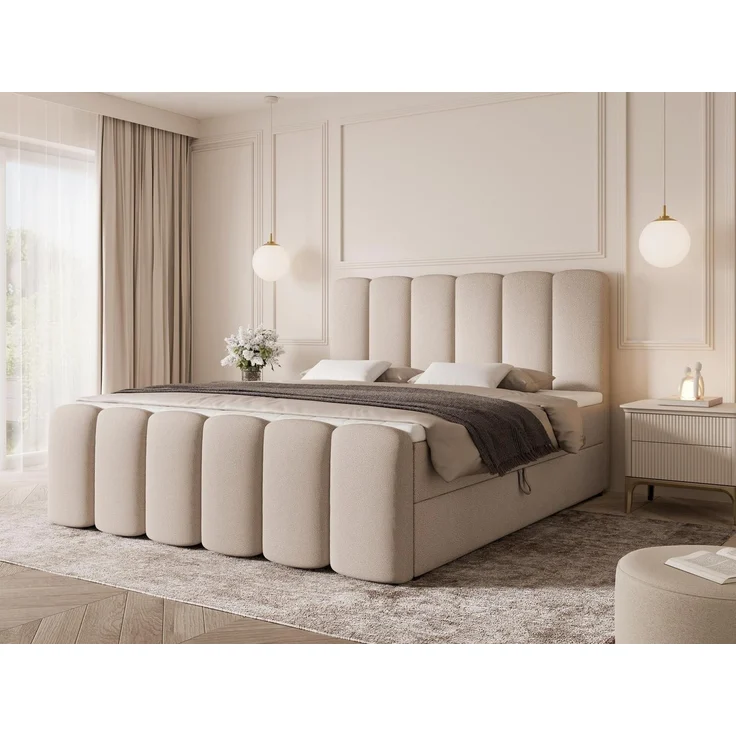 Compleo Boxbett Wolkenbett, Bequem H3 CAOBA, Doppelbett gepolstertes Kopfteil mit Bettkasten – Bild 5