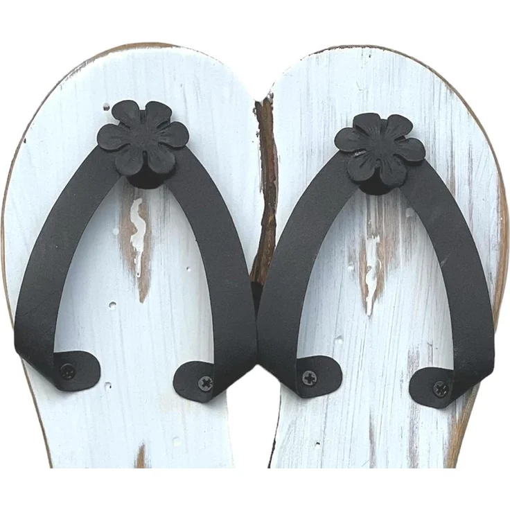 Wandgarderobe Sandalen Holz Metall Weiß Handtuchhalter MR82 Garderobenhaken Garderobe Wand Handtuchhaken Vintage Einzeln – Bild 3