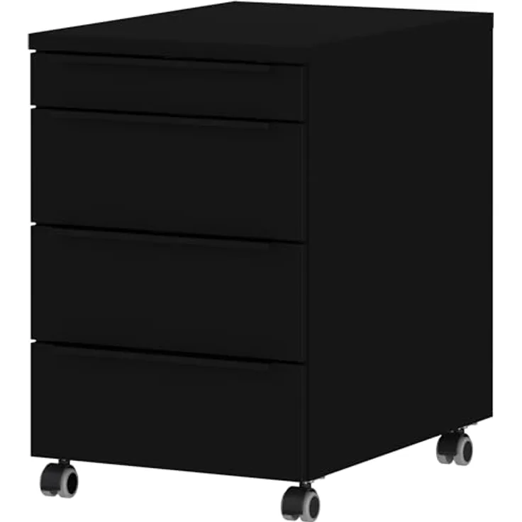 Germania Rollcontainer 4377-83, in Schwarz, mit Utensilienfach, 42 x 63 x 60 cm (BxHxT)