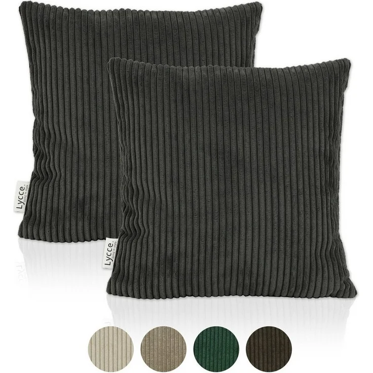 Lycce Dekokissen Kissenbezug 2er Set CORD Stoff (40 x 40 cm) mit Reißverschluß – Bild 5