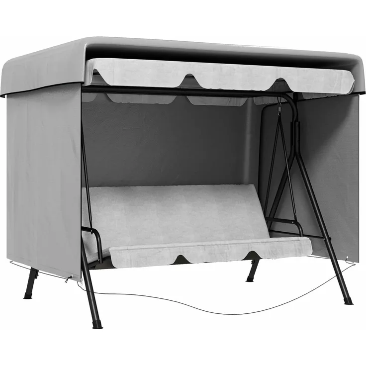 Outsunny Gartenmöbel-Schutzhülle Abdeckplane (Abdeckhaube, 1-St, Sonnendach), Rechteckig PE Grau 215 x 155 x 150 cm