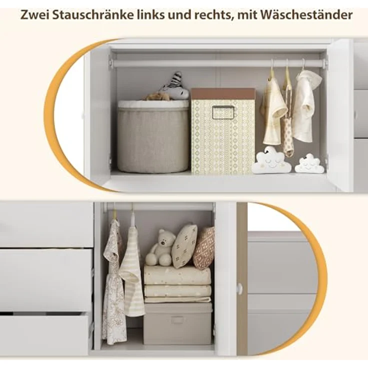 Odikalo Kinderbett Hochbett Einzelbett Schubladen Stauschränken Wäschestange Weiß 90x200 – Bild 7