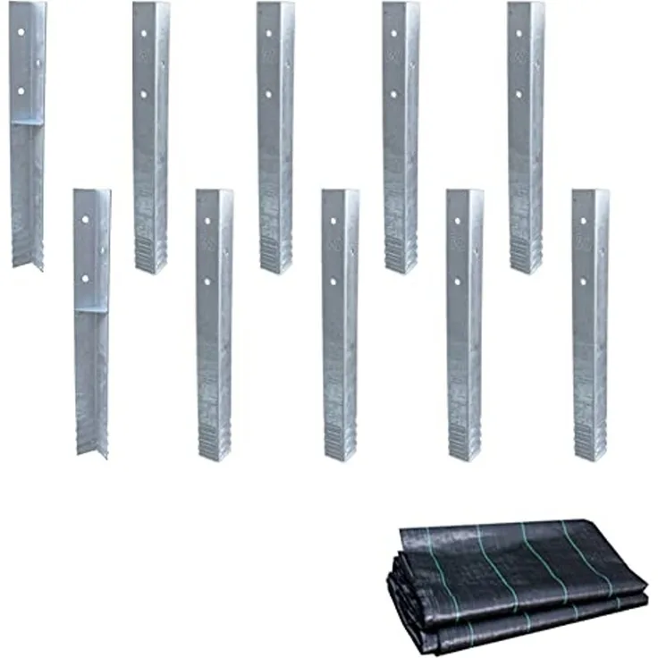 WICKEY Befestigungsanker-Set 10 Stück Winkelanker + WICKEY 3W Sandschutzfolie 250x250 cm für Spielturm, Kletterturm, Stelzenhaus und Baumhaus