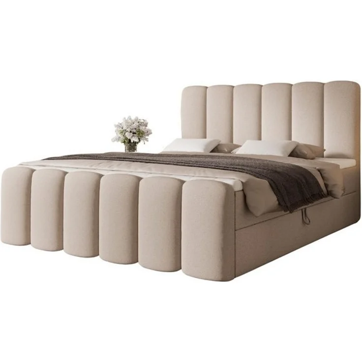 Compleo Boxbett Wolkenbett, Bequem H3 CAOBA, Doppelbett gepolstertes Kopfteil mit Bettkasten – Bild 4