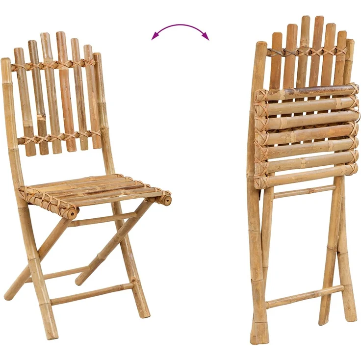 vidaXL Klappbares Garten-Esszimmer Set 3 stk. Natur Bambus 3468662 – Bild 8