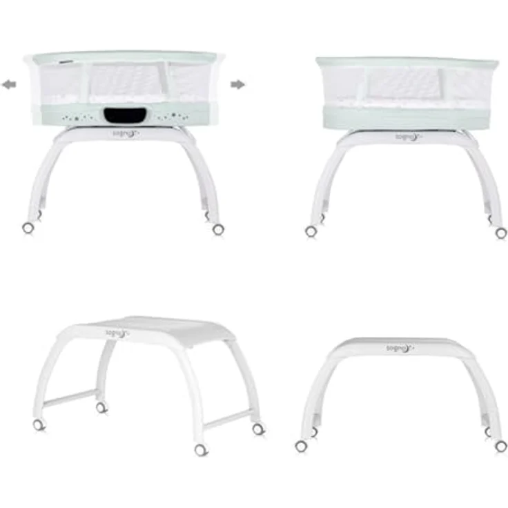 Chipolino Beistellbett Sogno 2 in 1, elektrisches Babybett mit Spieltisch, Fernbedienung, LED-Touchscreen und Schaukelfunktion, grau – Bild 6