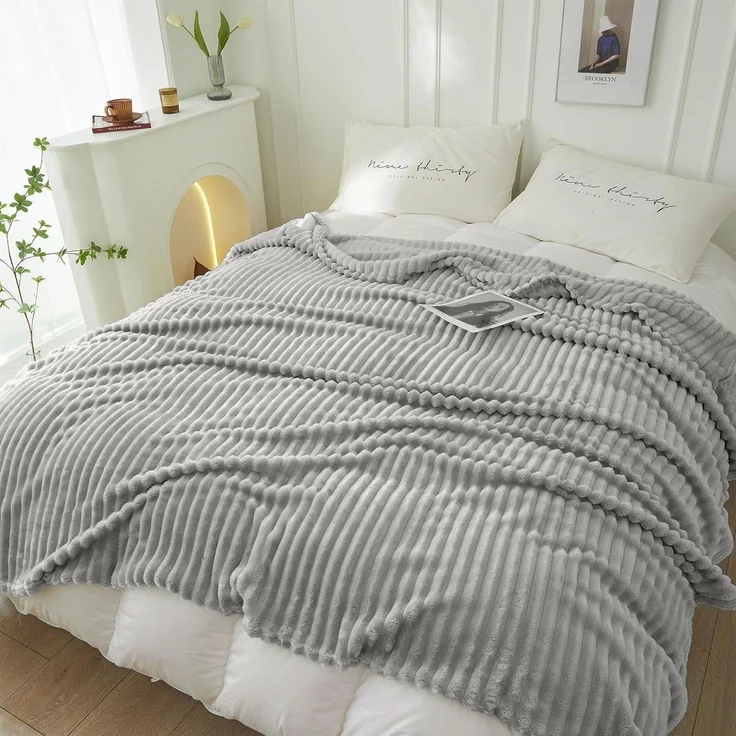 Kuscheldecke Fleecedecke Sofadecke Couchdecke Couch Grau 150x200CM – Bild 4