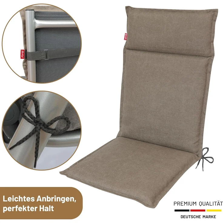 Herlag Hochlehnerauflage Bea Gartenstuhlauflage Hochlehner Wasserabweisend 120x50x4,5cm, (1 St), Polsterauflage für Klappstühle mit UV- & Fleckschutz – Bild 7