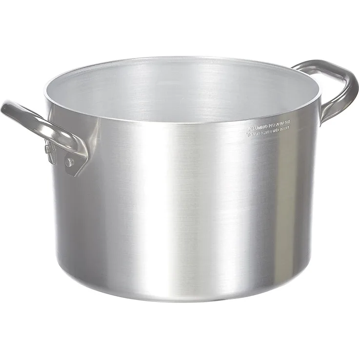 Pentole Agnelli Kasserolle Hohe aus Aluminium, mit 2 Griffen aus Edelstahl, Silber 24 cm Silber-schwarz