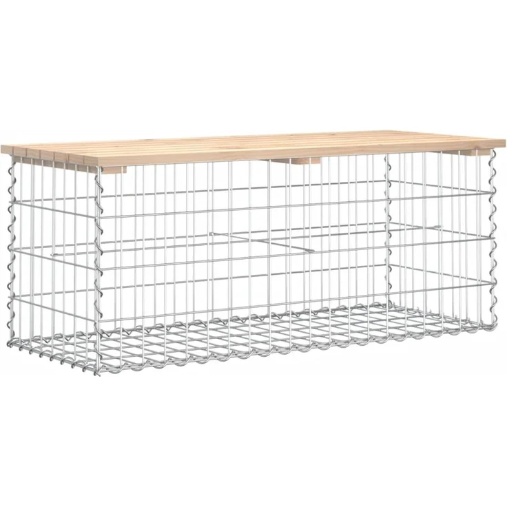 vidaXL Gartenbank aus Gabionen 103x44x42 cm Massivholz Kiefer 834359 – Bild 4