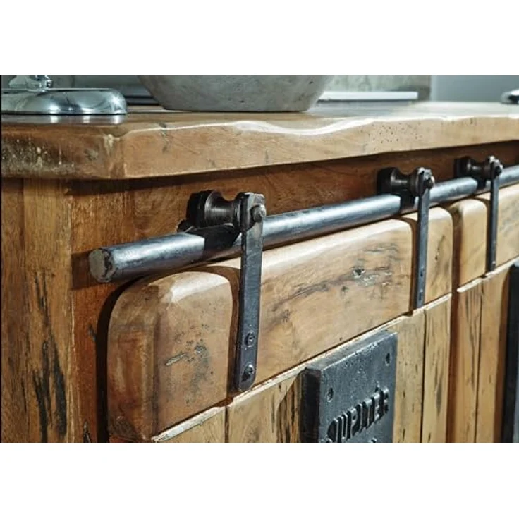 TV-Board Mango 160x45x50 natur lackiert RAILWAY #101 – Bild 6