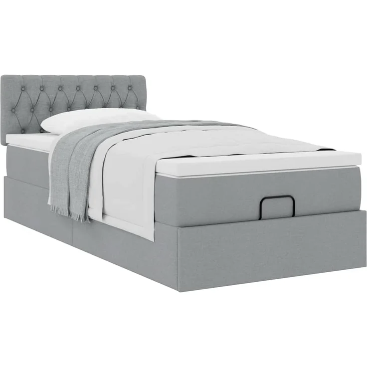 vidaXL Ottoman-Bett mit Matratze Hellgrau 80x200 cm Stoff 3311497 – Bild 8