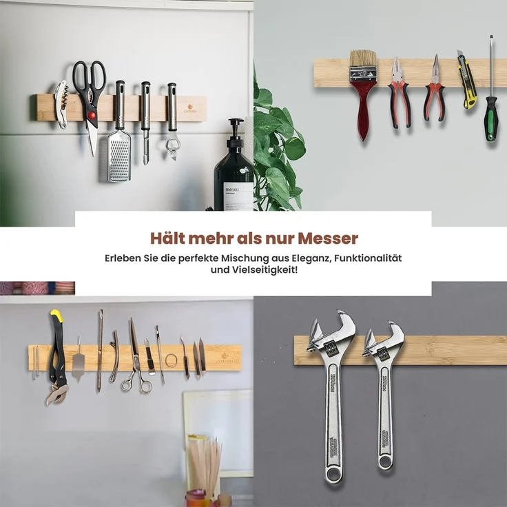 Exitoso Messerleiste 40 cm - magnetisch und selbstklebend, Mühelose Installation für Löffel Gabeln Schlüssel Werkzeuge – Bild 7