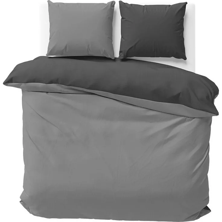 Visaggio Bettwäsche Mikrofaser Allergiker geeignet Doubleface Wendebettwäsche, Microfaser, 3 teilig, Modern Uni Doubleface Wendebettwäsche