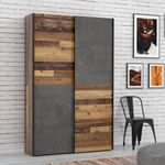 FORTE Ozzula Kleiderschrank, Holzwerkstoff, Braun/Grau, 120 x 190,5 x 41,6 cm