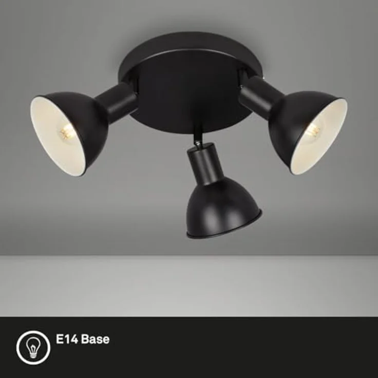 BRILONER Leuchten – Retro Deckenlampe, 3-flammige Retro Deckenleuchte, Deckenspot E14, Verstellbar, Schwarz-Weiß, 190 x 140 mm, 2674-035, Schwarz/Weiß – Bild 3