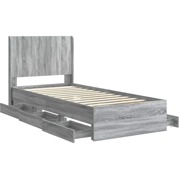 vidaXL Bettgestell mit Stauraum und Kopfteil Sonoma-Grau 75 x 190 cm 3413994 – Bild 5