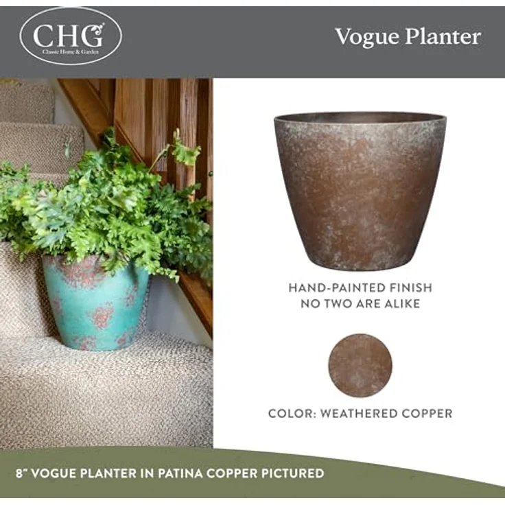 Classic Home and Garden Vogue Pflanztöpfe mit hochwertiger Keramikoberfläche, Moderne Blumentöpfe für drinnen und draußen, UV-beständige Veranda-Übertöpfe, dekorativer Topf für Blumen und Kräuter – Bild 3