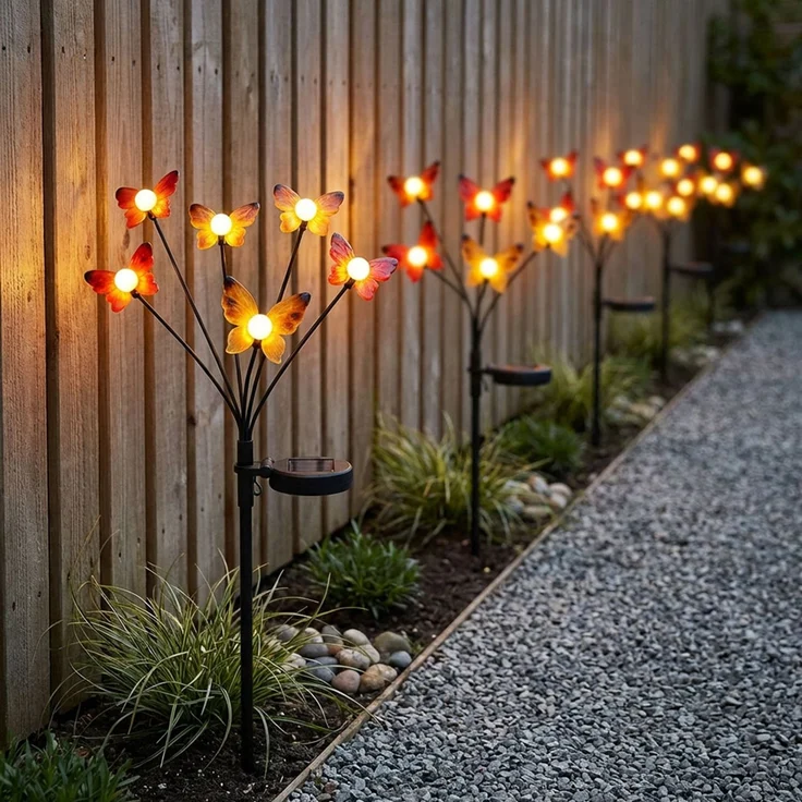 2x LED Solarleuchte, Stecklampe, Schmetterling, H 68 cm – Bild 7