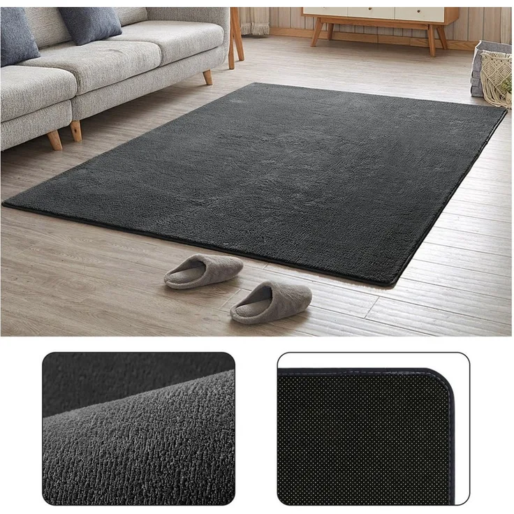 JEOBEST Teppich Waschbarer Teppich Wohnzimmer, Grösse:160x200cm, Rechteck,Kurzflor,Uni Farben,Rutschsichere Rückseite