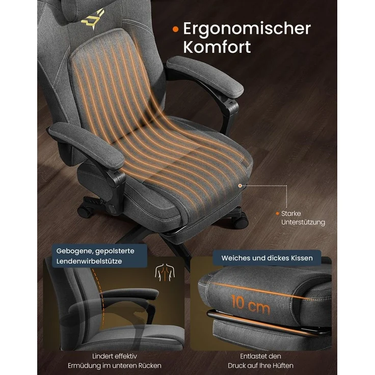 SONGMICS HOME Bürostuhl Gaming-Stuhl, Computerstuhl mit Fußstütze – Bild 3