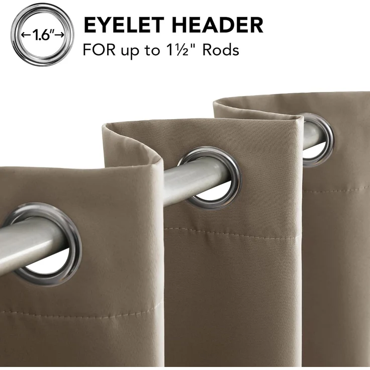 Deconovo Verdunkelungsvorhang Kälteschutz Gardinen Schlafzimmer Kälteschutzvorhang Blickdicht, 229x117 cm(HöhexBreite), Taupe, 2er Set – Bild 5
