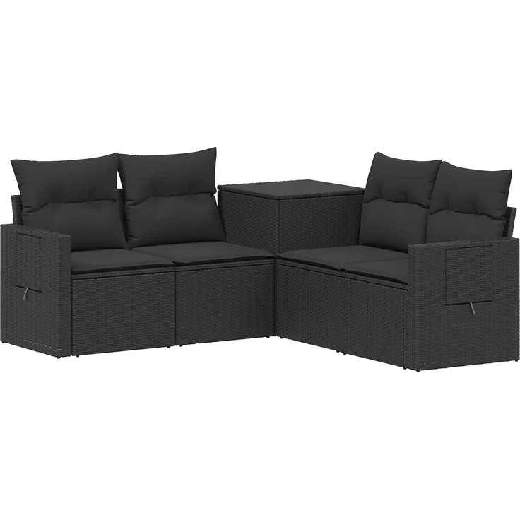 vidaXL Sofa Set 5 stk. Schwarz Polyrattan und Stahl 3447871 – Bild 2