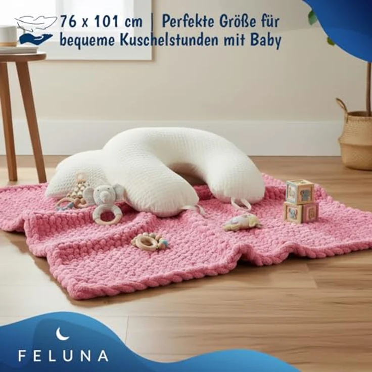 Wohndecke Grobmaschige Wohlfühldecke, Feluna, Flauschige Kuscheldecke Grobstrick Tagesdecke – Bild 5