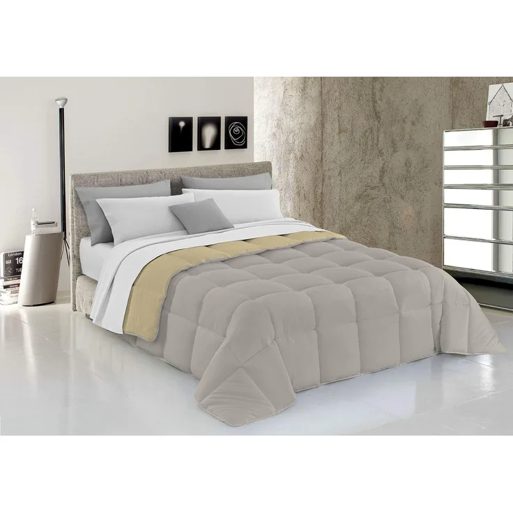 Italian Bed Linen Wintersteppdecke Elegant, Mikrofaser, Creme/Hellgrau, 170x260 cm