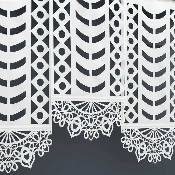 Gardinen by Justyna Schiebegardine 3er Paneel Set Laser (3 St), Kräuselband, transparent, Polyester, Fertiggardine, Schiebegardine, Modern Styl,Paneel,Panelgardine – Bild 4
