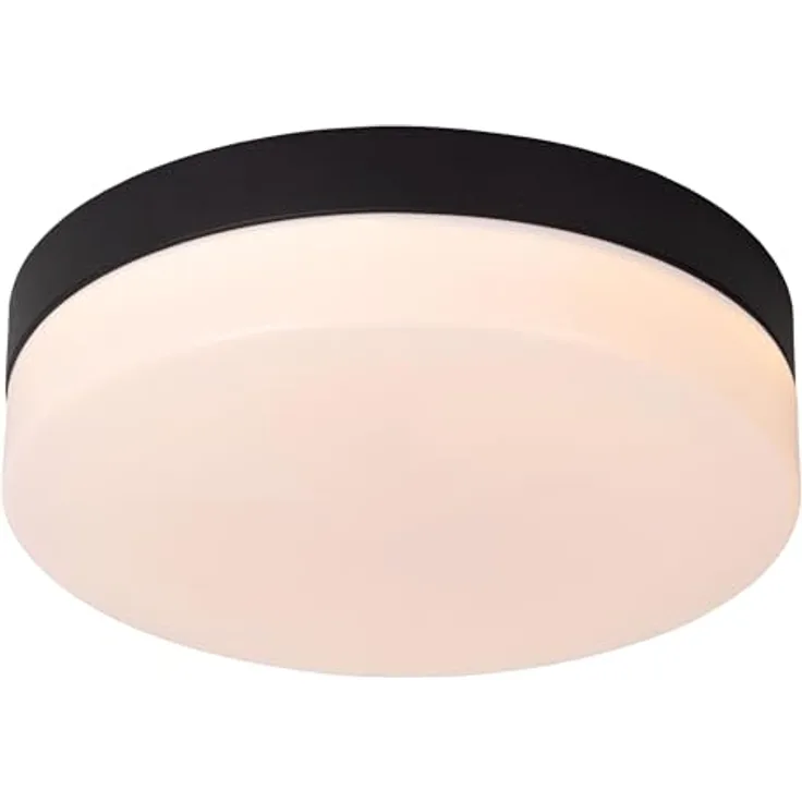 LUCIDE BISKIT Deckenleuchte Badezimmer, Ø 23 cm, LED 1x12W 2700K, IP44, mit Bewegungssensor, Schwarz