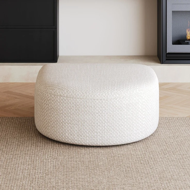 Polsterhocker mit weichem Stoffbezug, modularer Loungesitz aus Schaumstoff ohne Montage für Wohnbereiche, Weiß – Bild 2