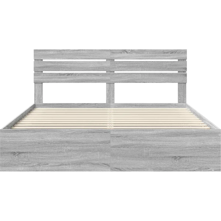 vidaXL Bettrahmen Graues Sonoma 200 x 200 cm Massives Kiefernholz 3411380 – Bild 6