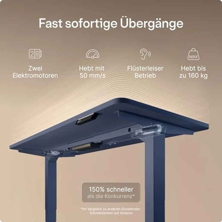 Desktronic Höhenverstellbarer Schreibtisch (120x60 cm) – Elektrisch höhenverstellbar mit flüsterleisem Dual-Motor & Touchscreen – Hohe Tragfähigkeit – Stehtisch HomePro – Bild 4