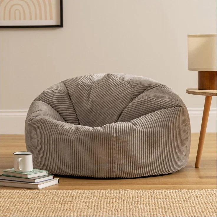 Icon Kingston Sitzsack Cord, Grau, 2er Pack, Sitzsack Erwachsene mit Füllung, Bean Bag, Cord Sessel, Lounge Sessel, Lounge Stuhl, Schlafzimmer, Wohnzimmer, Wohnzimmer Möbel – Bild 3
