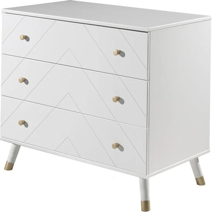 BILLY Babyzimmer-Set, best. aus Kommode, Wickelaufsatz, Babybett 60x120 cm u. Kleiderschrank 3-trg, MDF Satin Weiß lackiert – Bild 5