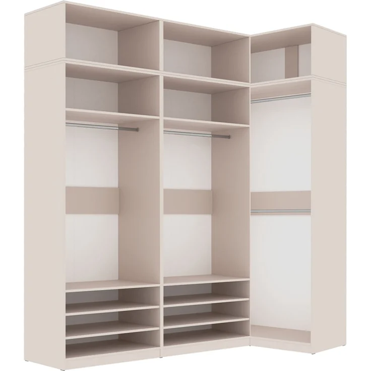 Marmex Möbel Tres Set-O/N Modularer Kleiderschrank mit Regalen und Kleiderstangen, Kleiderschrank-Set für den Garderobenbereich, laminierte Spanplatte, graubeige cashmere 260x246x51 cm – Bild 8