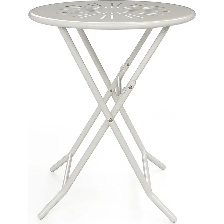 Vente-unique - GUERMANTES Garden dining set Metall Weiß - B 60 cm x H 73,5 cm x L 60 cm – Bild 3