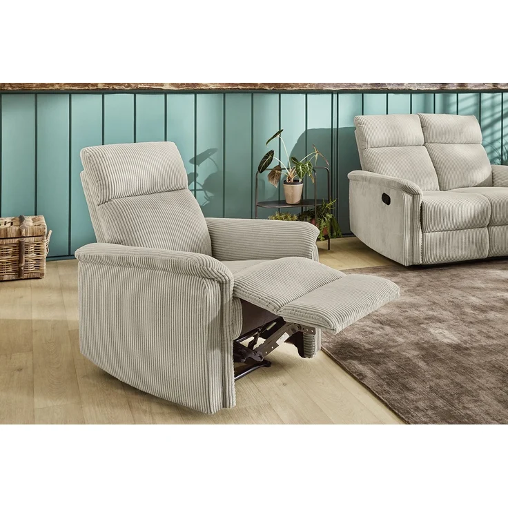 Relax-Fernsehsessel Federkern TV Liegefunktion verstellbar Bezug in Cord Beige – Bild 2