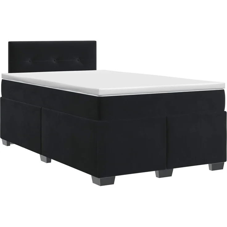 vidaXL Boxspringbett mit Matratze Schwarz 120 x 190 cm Samt 3450676 – Bild 2