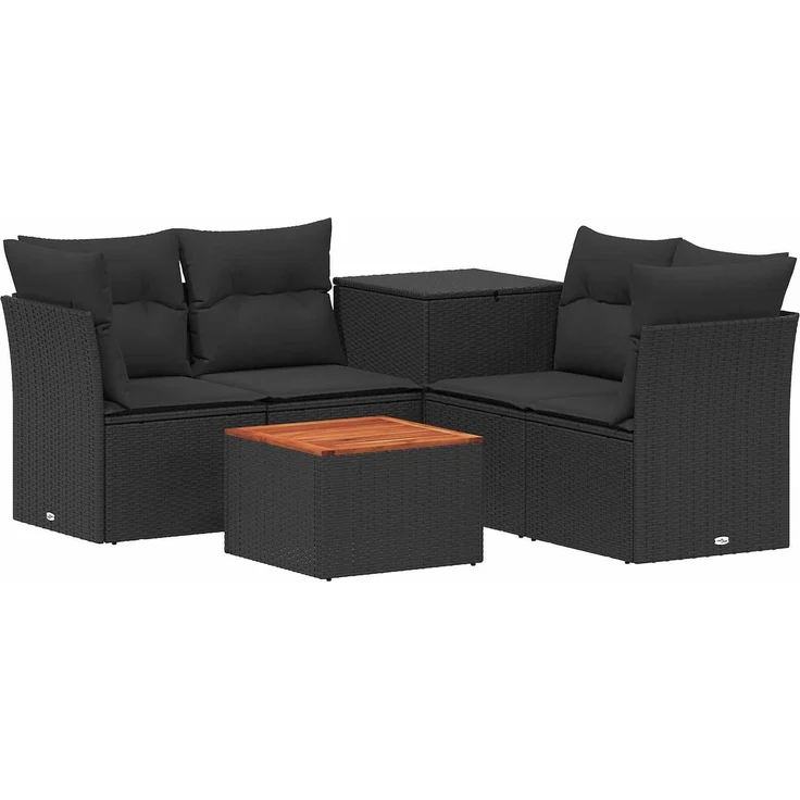 vidaXL Sofa Set 6 stk. Schwarz Polyrattan und Stahl 3447340 – Bild 2