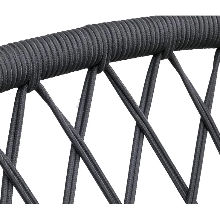 2er-Set Gartenstuhl HWC-Q38, Gartensessel Armlehne, Aluminium Seilgeflecht Rope ~ Gestell schwarz, Polster anthrazit – Bild 5